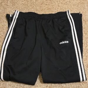 Adidas Kids Black Joggers with White Stripes